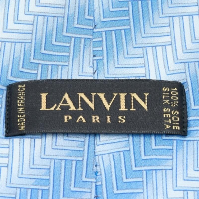 Bleu Lanvin - Cravate en soie imprimée bleu ombré en vente