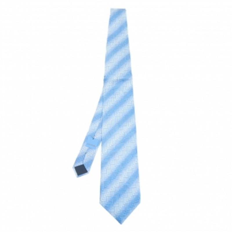Lanvin - Cravate en soie imprimée bleu ombré