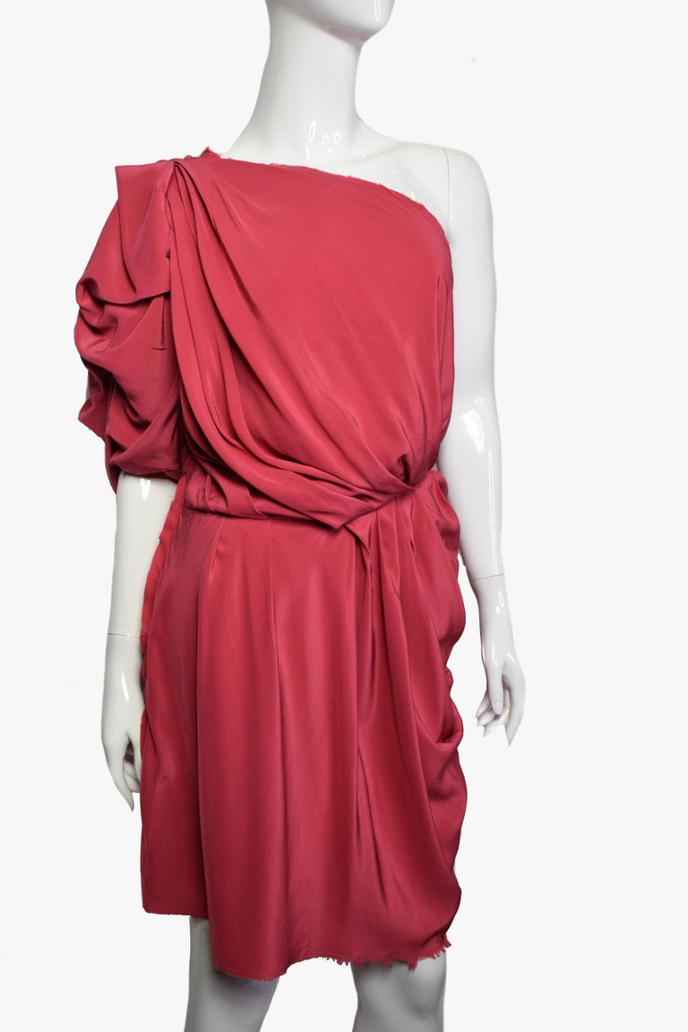 lanvin one shoulder ruffle dress NWT $6K LANVIN FUCHSIA ASYMMETRICAL ONE-SHOULDER RUFFLE GOWN SIZE FR 38 US 6