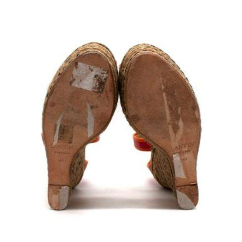 Lanvin Orange and Pink Espadrilles Wedgers For Sale 6