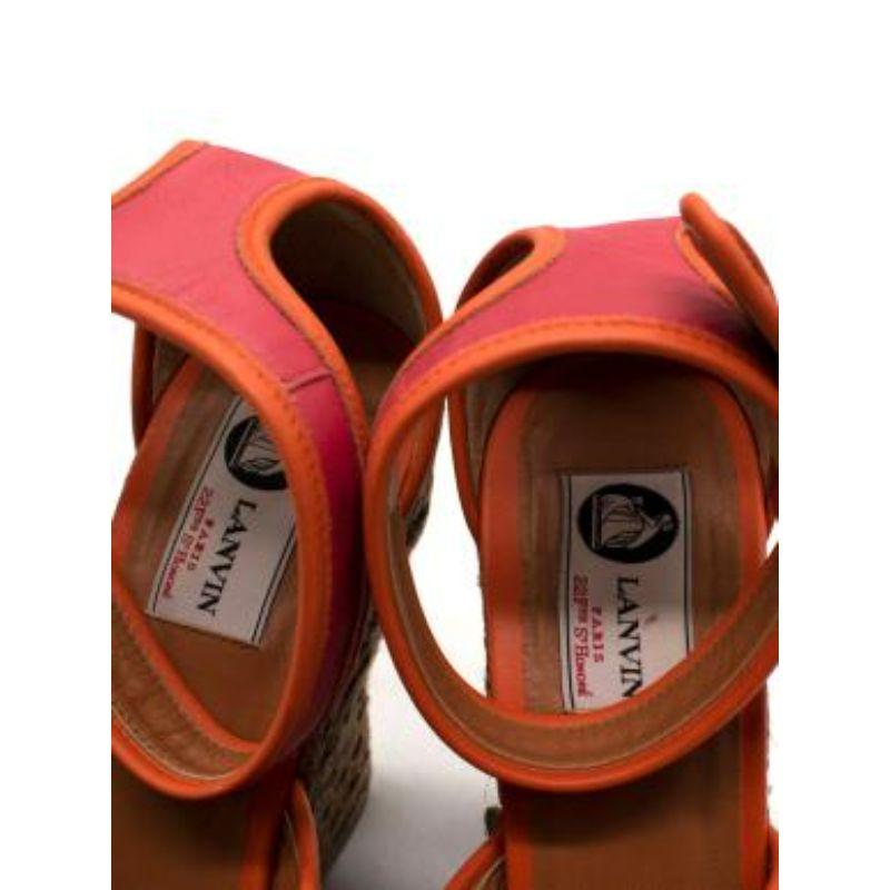 Lanvin Orange and Pink Espadrilles Wedgers For Sale 3