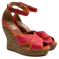 Lanvin Orange and Pink Espadrilles Wedgers