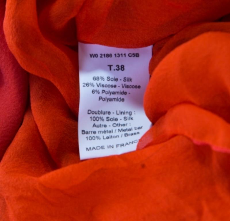 Rouge Lanvin Orange Crepe Metal Neck Embellished Sleeveless High Low Dress M en vente