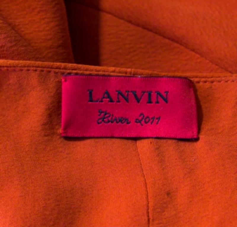 Lanvin Orange Crepe Metal Neck Embellished Sleeveless High Low Dress M Bon état - En vente à Dubai, Al Qouz 2