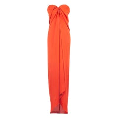 LANVIN ORANGE SILK LONG DRESS Fr 42 - US 10