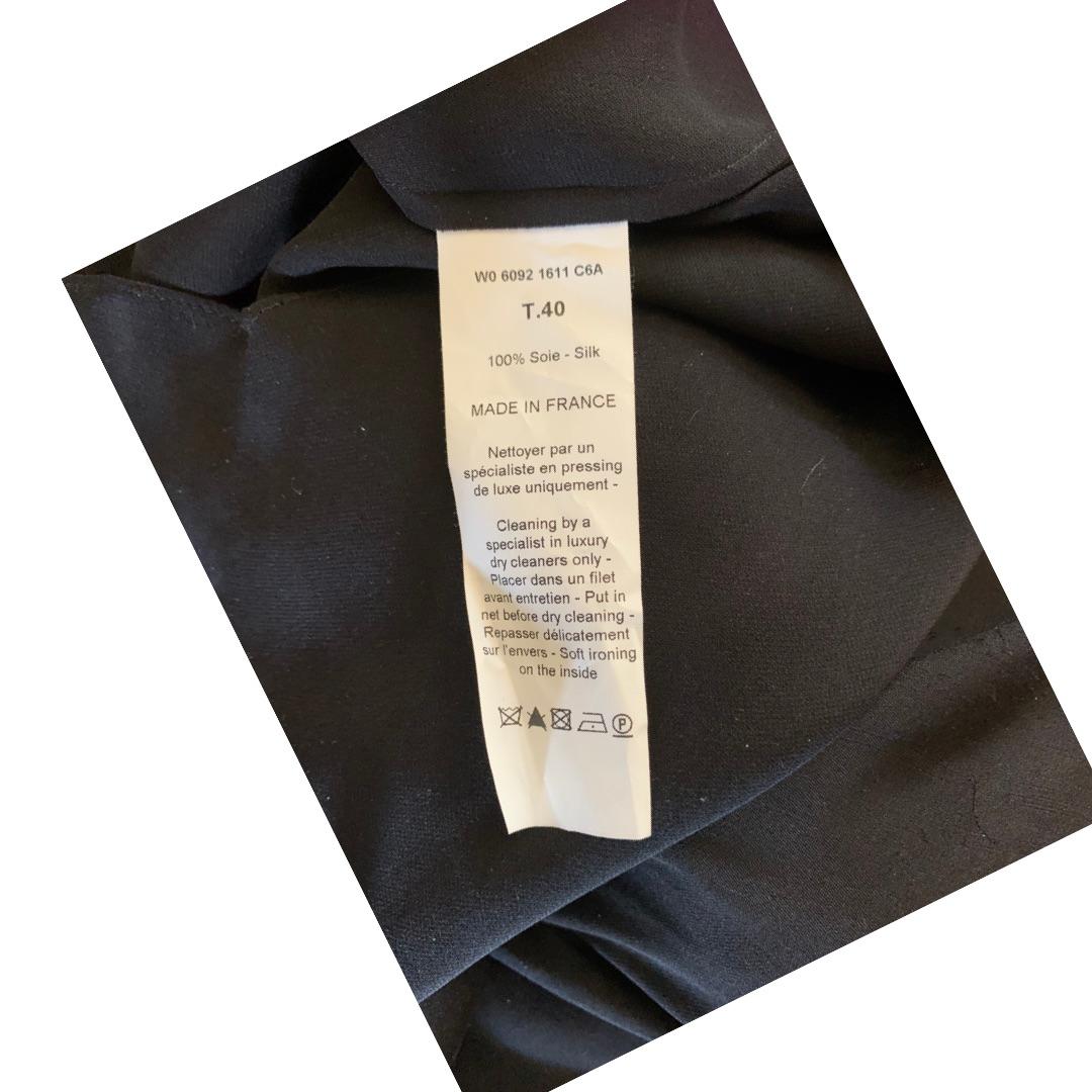 Lanvin Paris 2012 Black Silk Draped Neck and Sleeve Blouse Size 8 4