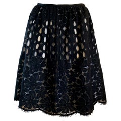 Lanvin Paris 2015 Collection Black Lace Lined Skirt by Alber Elbaz. NWT Size 6