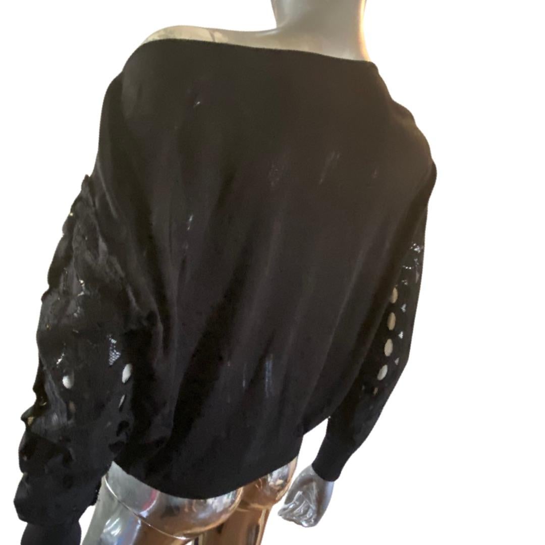 Camicetta Pullover in pizzo e maglia nera Lanvin Paris Collezione 2015, Italia Taglia 4 in vendita 2