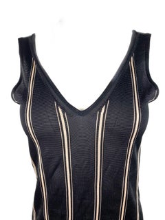 Lanvin Paris Black and White Striped Knit Sleeveles Top