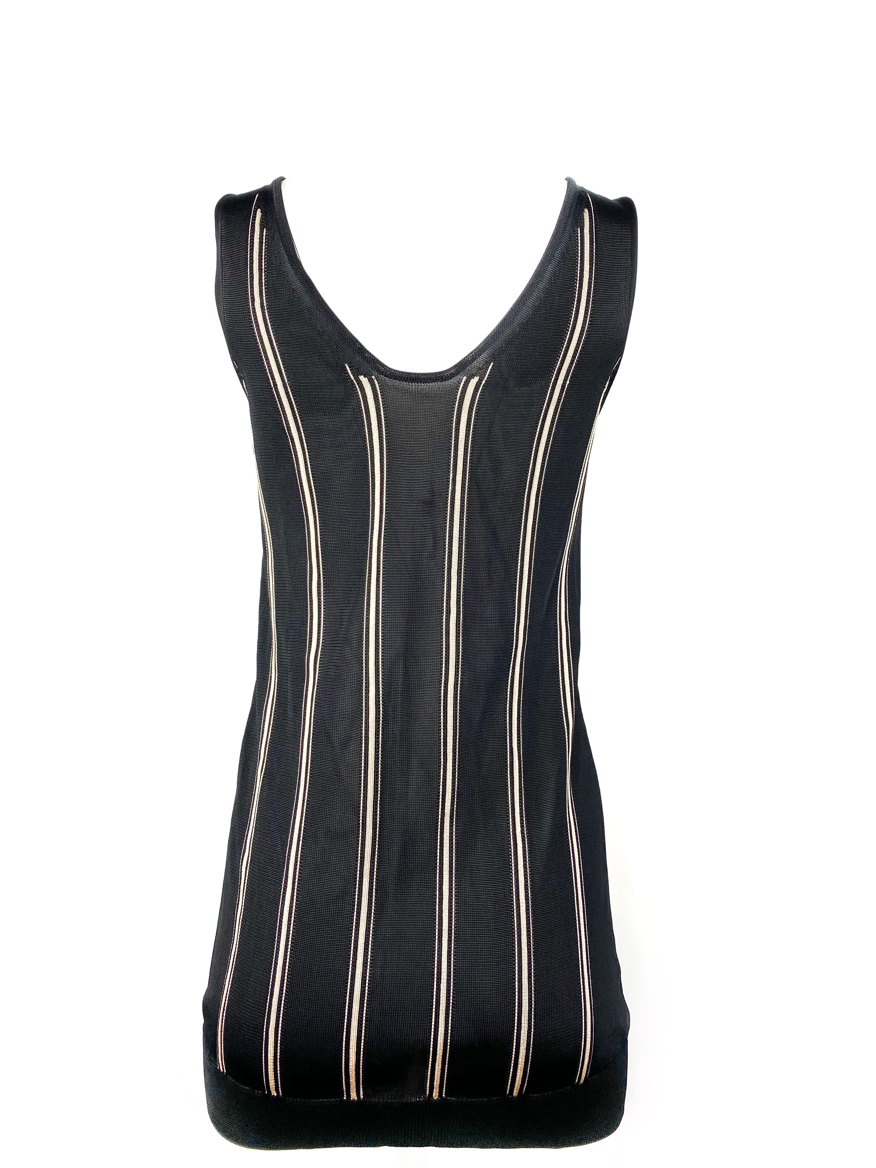 Lanvin Paris - Haut à manches en tricot rayé noir et blanc  Pour femmes en vente