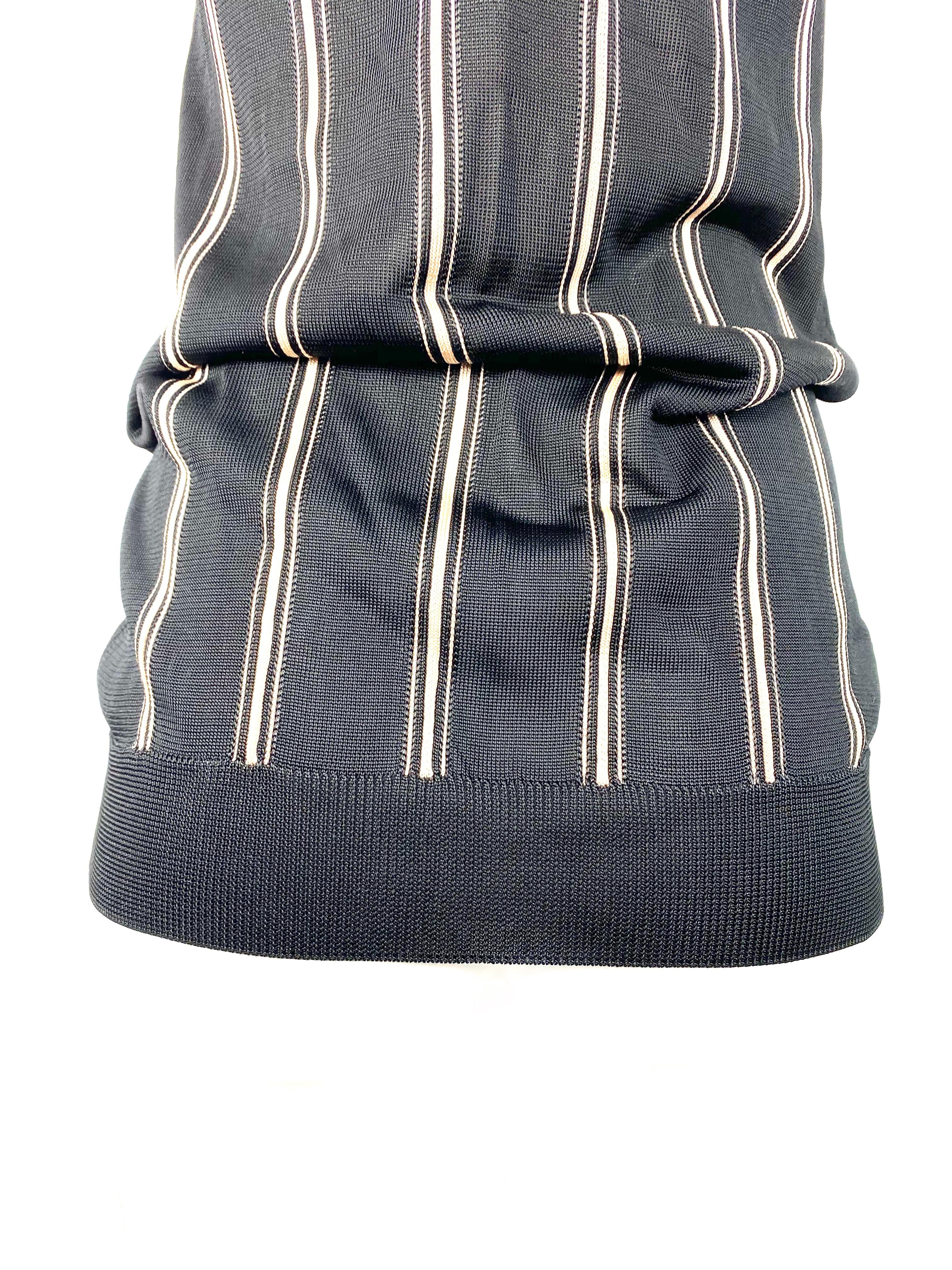 Lanvin Paris - Haut à manches en tricot rayé noir et blanc  en vente 3