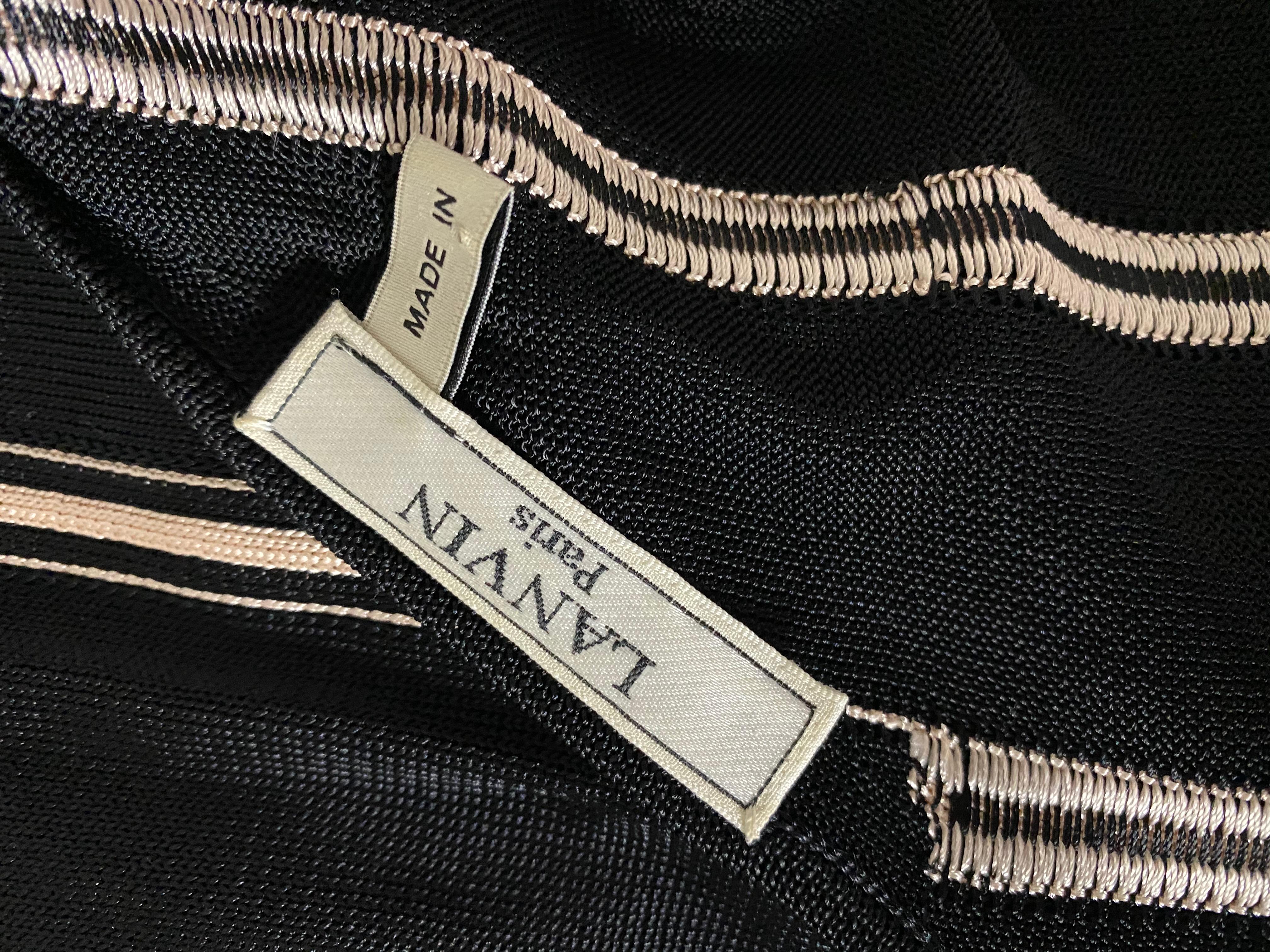 Lanvin Paris - Haut à manches en tricot rayé noir et blanc  en vente 4