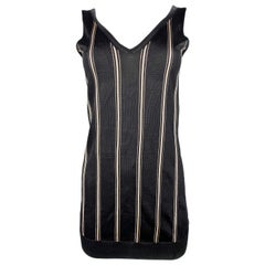 Retro Lanvin Paris Black and White Striped Knit Sleeveles Top 
