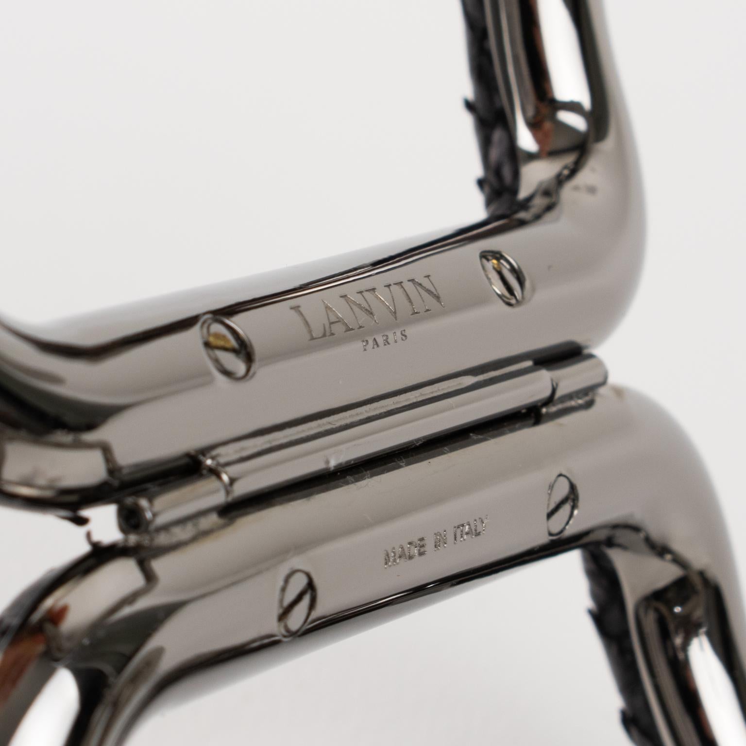 Lanvin Paris Python Leather and Silver Steel Bracelet For Sale 6