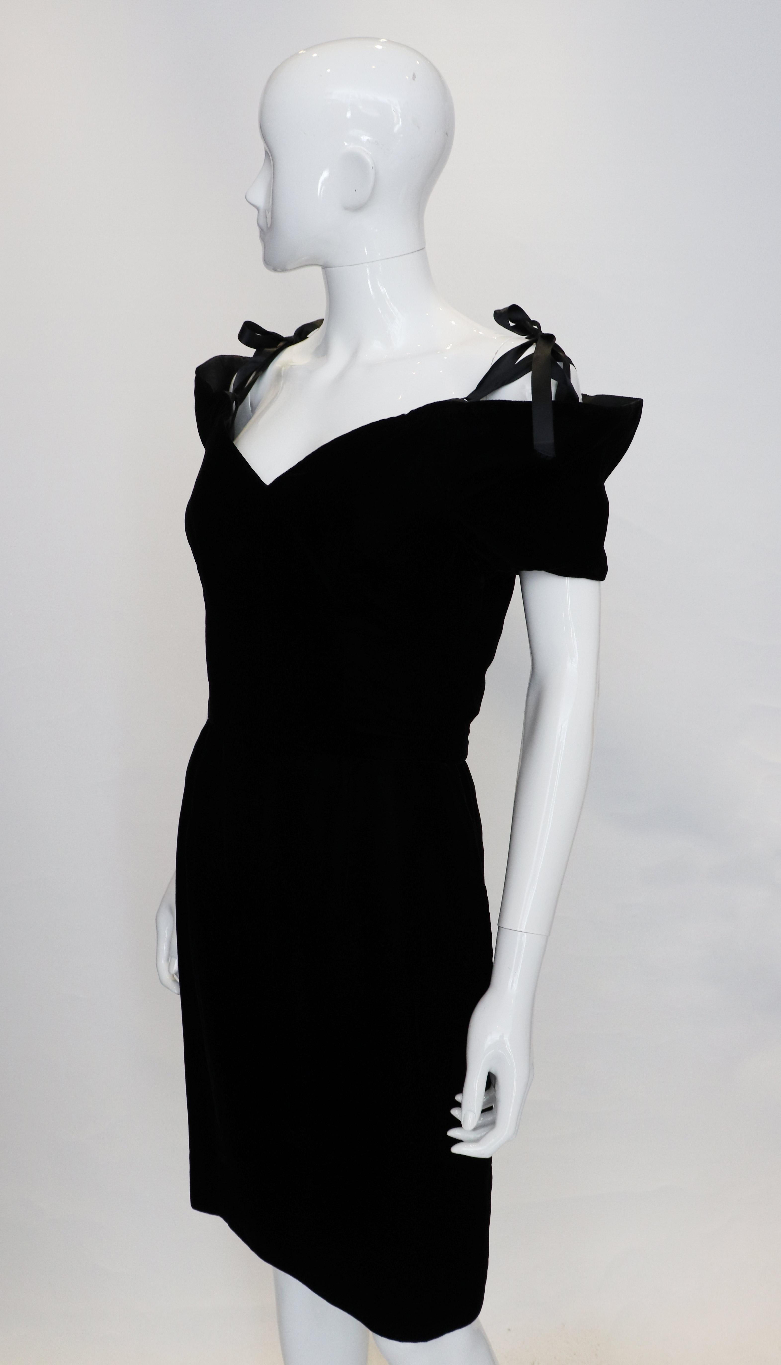 Women's Lanvin Paris Black Velvet and Ribbon Dress