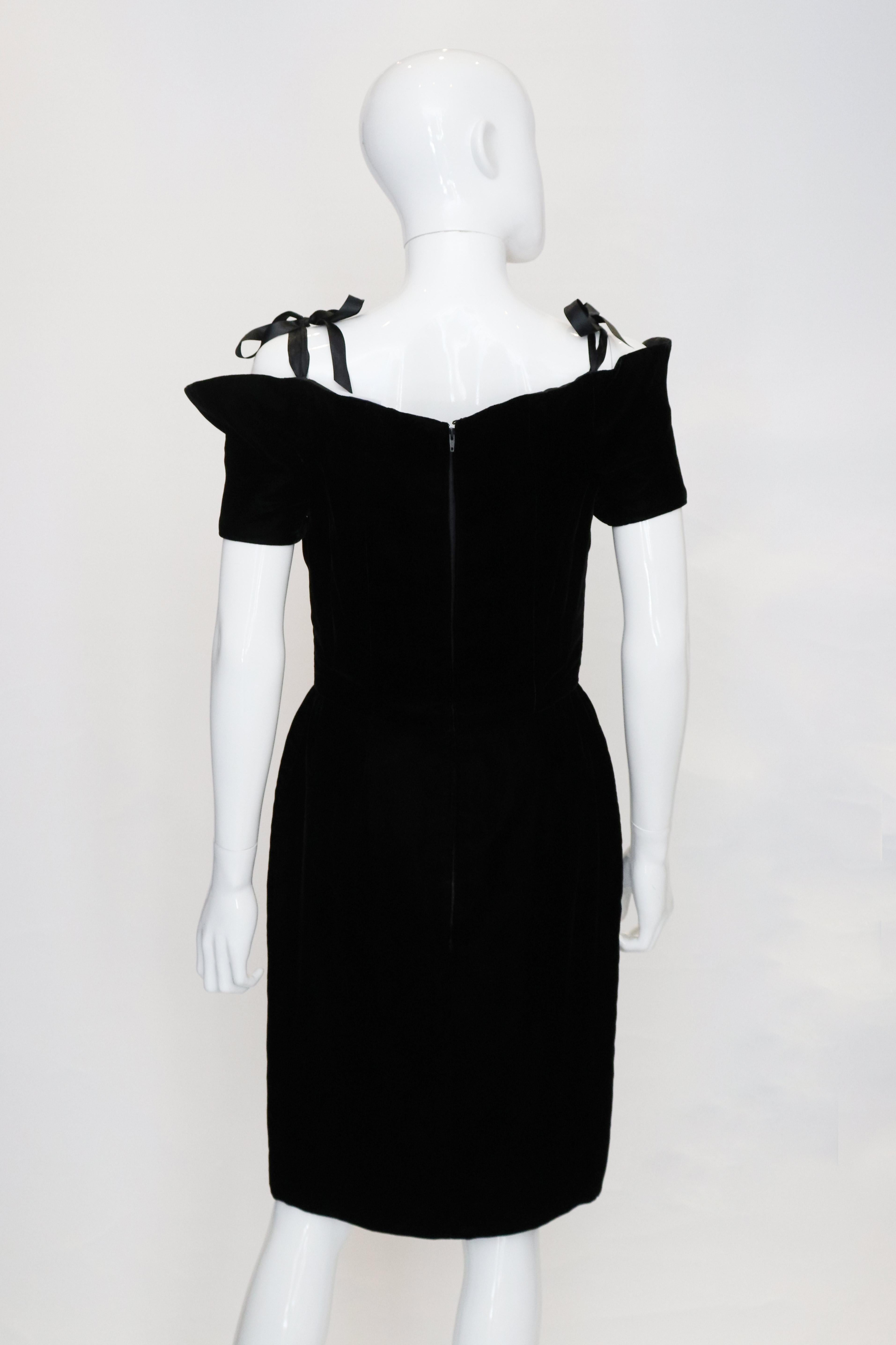 Lanvin Paris Black Velvet and Ribbon Dress 2
