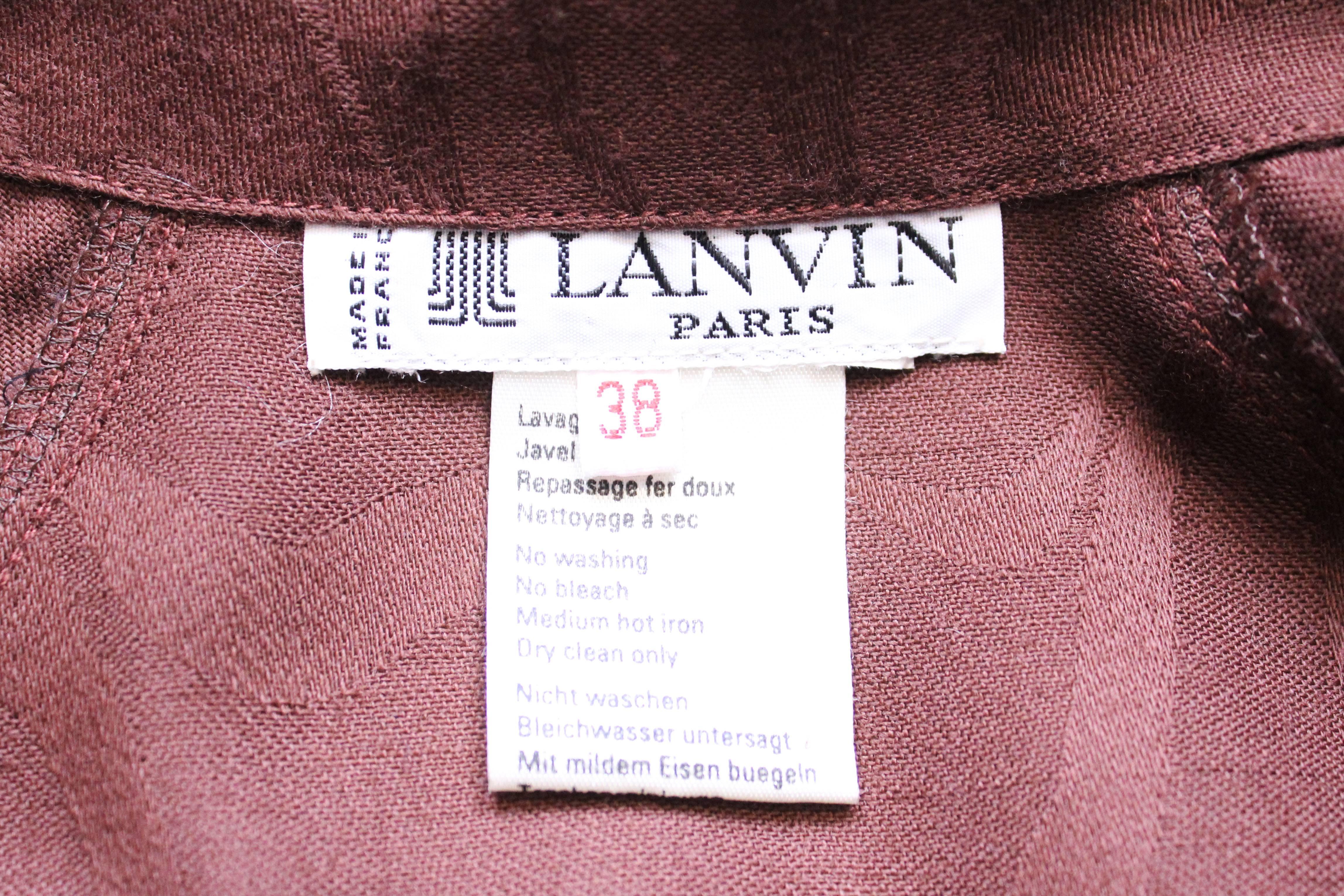 Lanvin Paris Brown Wool Shirt dress 3