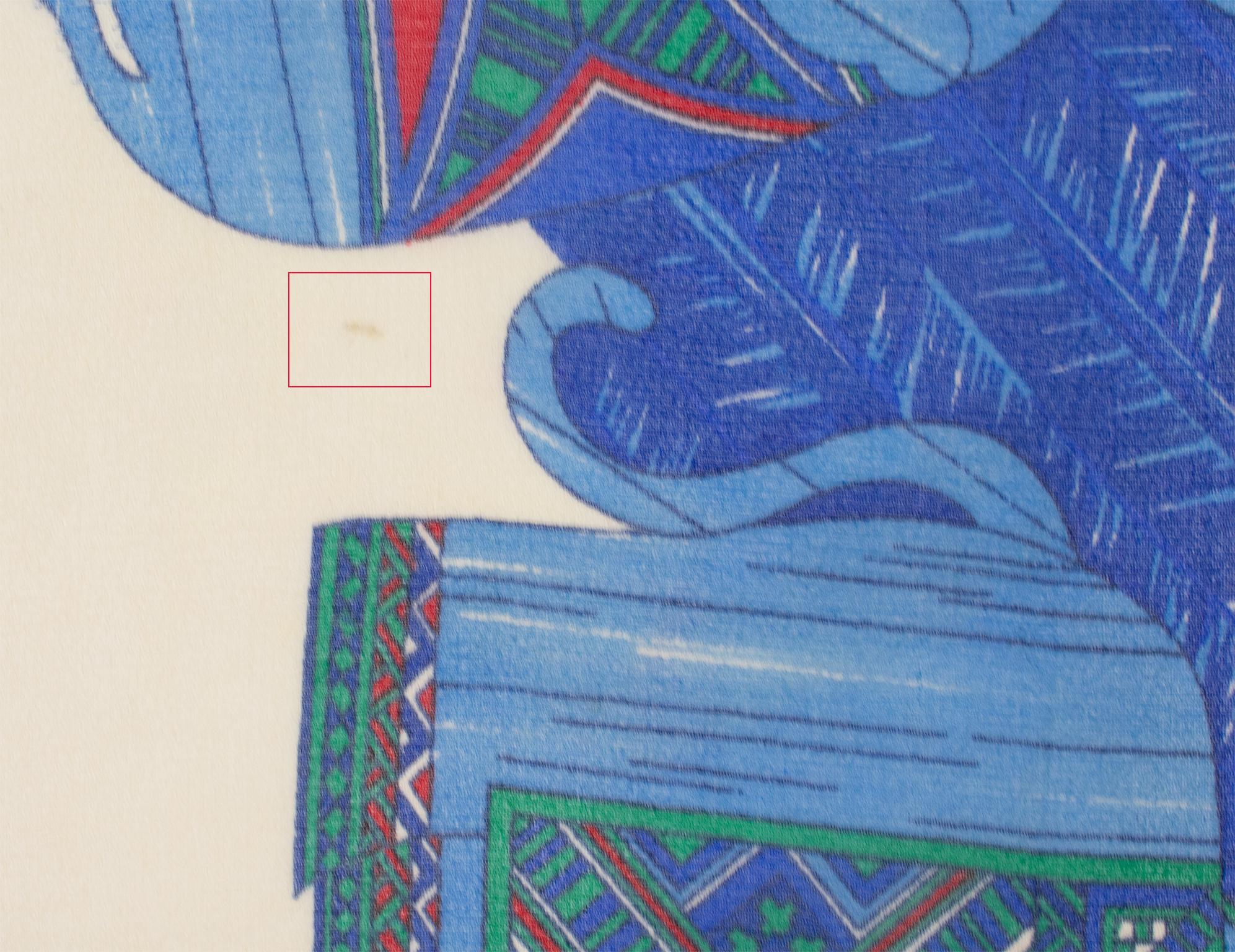 Lanvin Paris Chiffon Silk Scarf Elephants Print in Red and Blue, c1950s For Sale 5