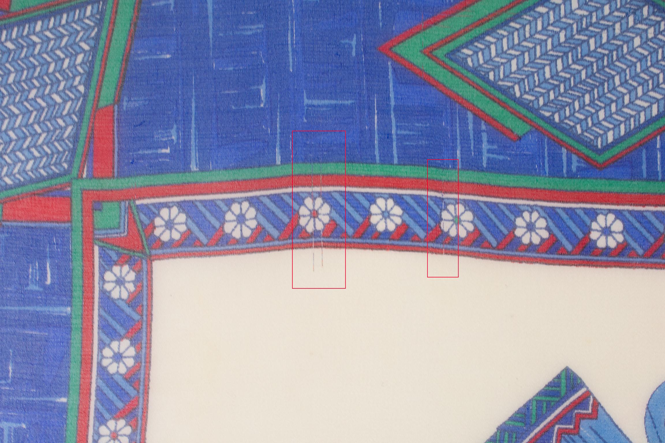 Lanvin Paris Chiffon Silk Scarf Elephants Print in Red and Blue, c1950s For Sale 6