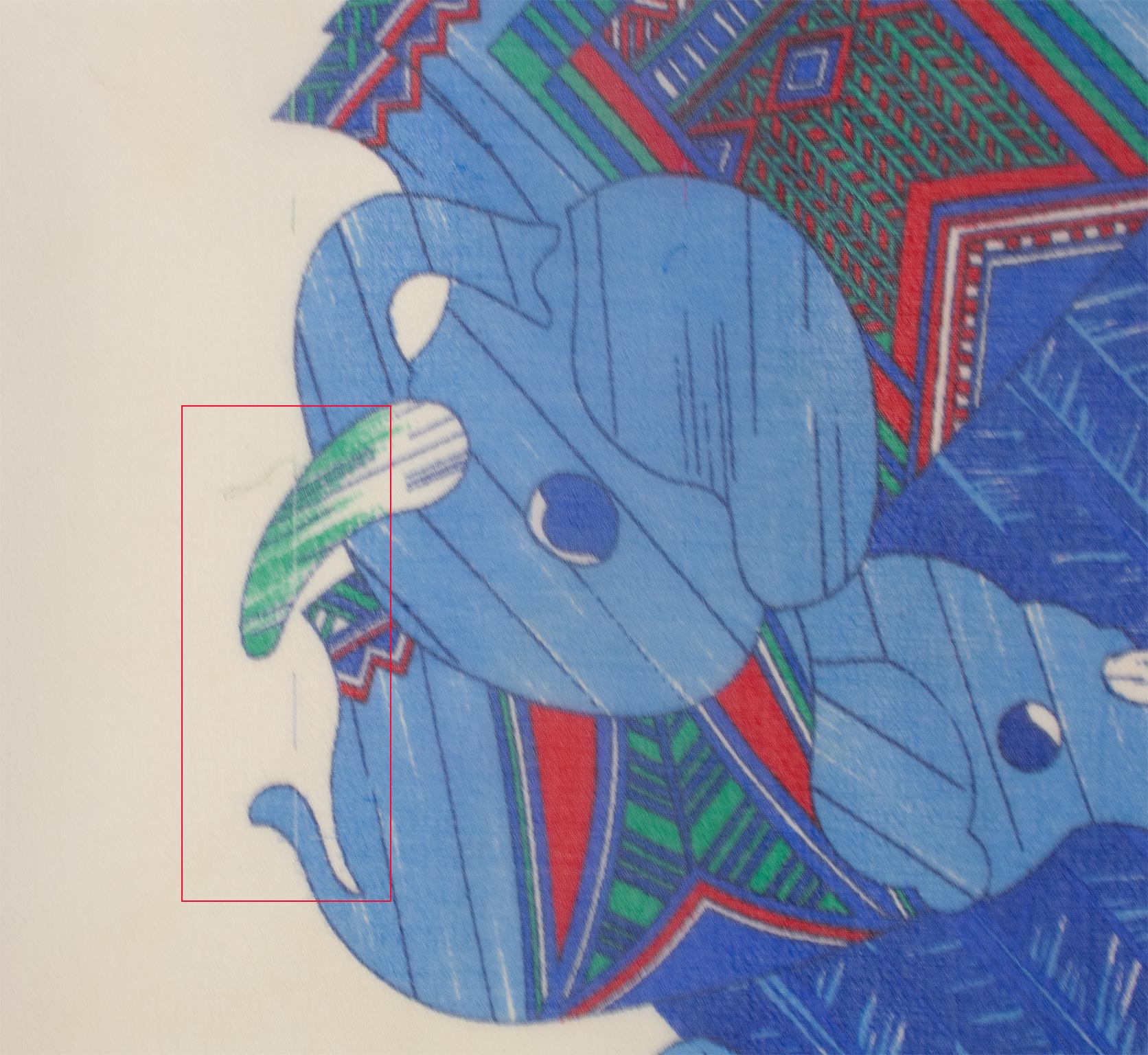 Lanvin Paris Chiffon Silk Scarf Elephants Print in Red and Blue, c1950s For Sale 3