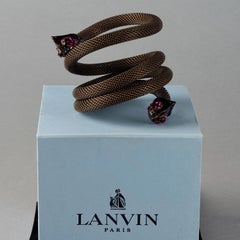 LANVIN PARIS Bracelet manchette en émail et strass oiseau à quatre rangs