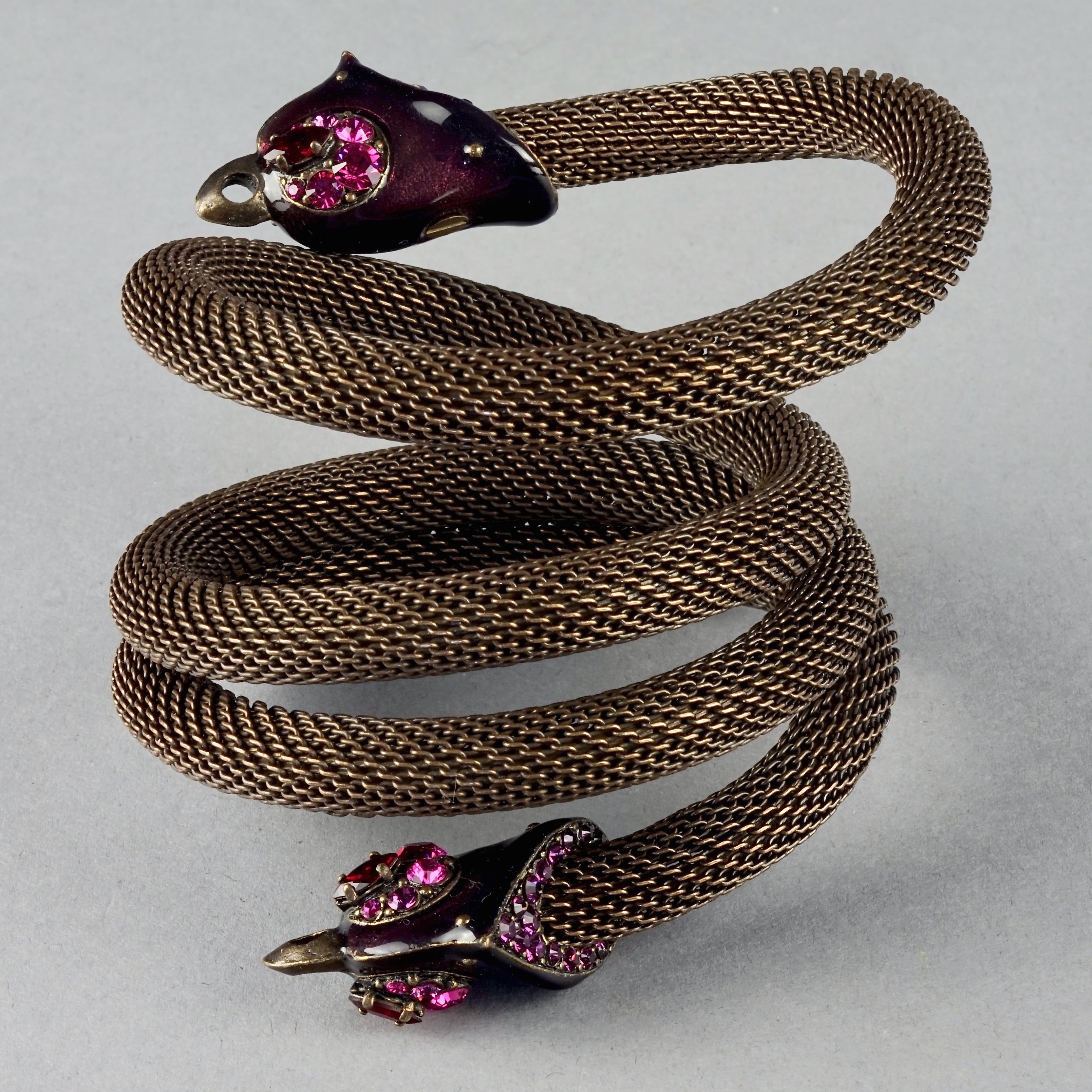 Women's LANVIN PARIS Enamel Rhinestone Bird Four Rows Wrap Around Cuff Bracelet For Sale