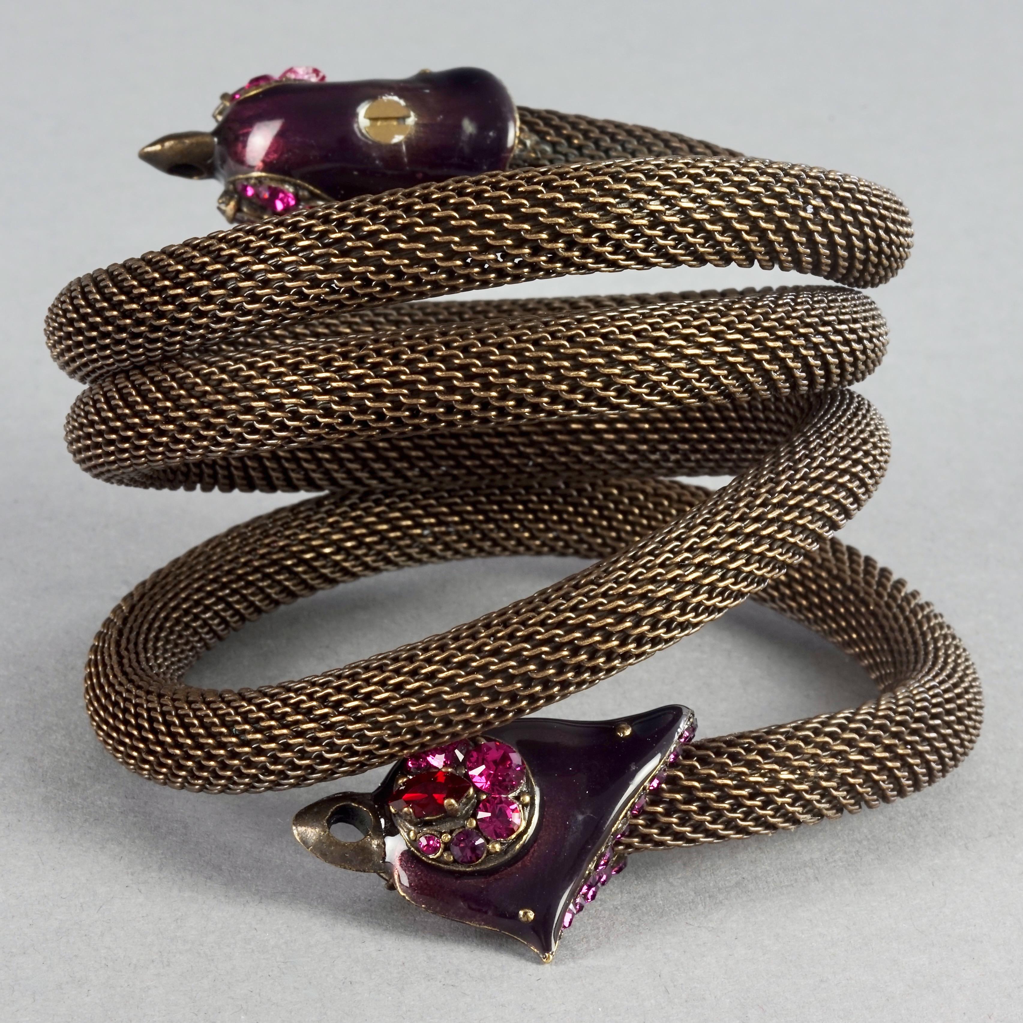 LANVIN PARIS Enamel Rhinestone Bird Four Rows Wrap Around Cuff Bracelet For Sale 3