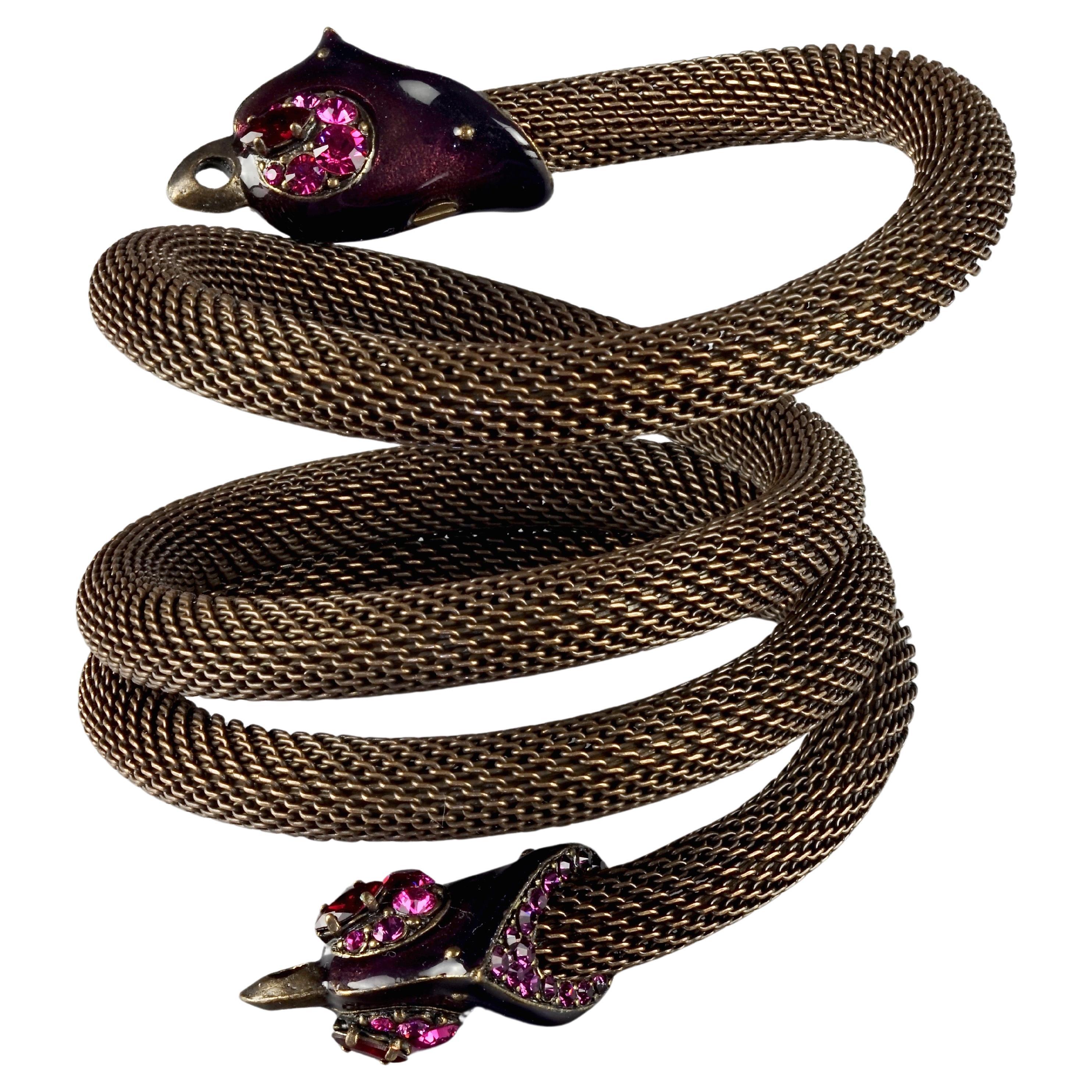 LANVIN PARIS Enamel Rhinestone Bird Four Rows Wrap Around Cuff Bracelet For Sale