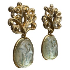 Lanvin Paris, boucles d'oreilles à motif en verre doré