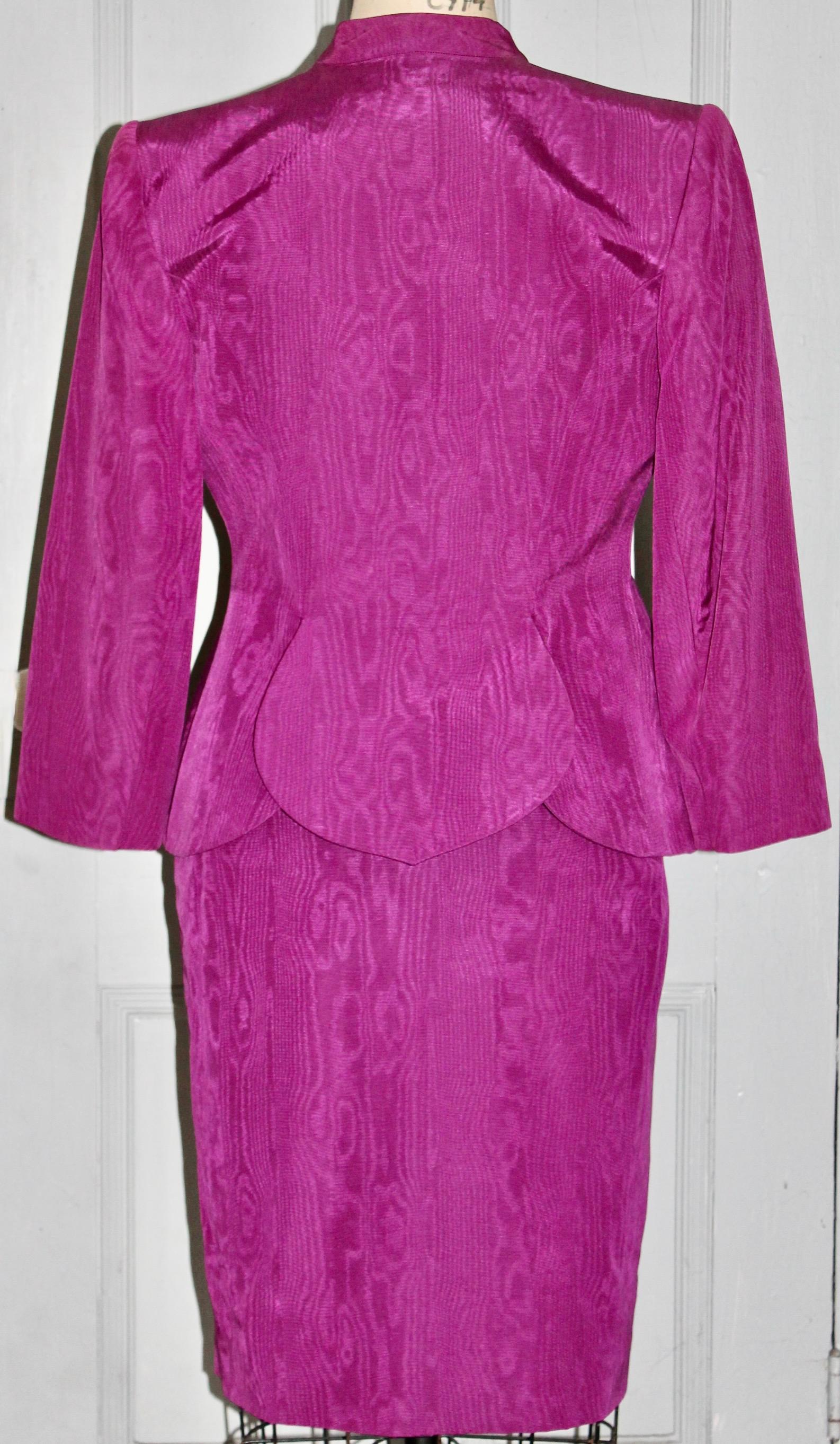 Women's Lanvin, Paris Magenta Moire Suit For Sale