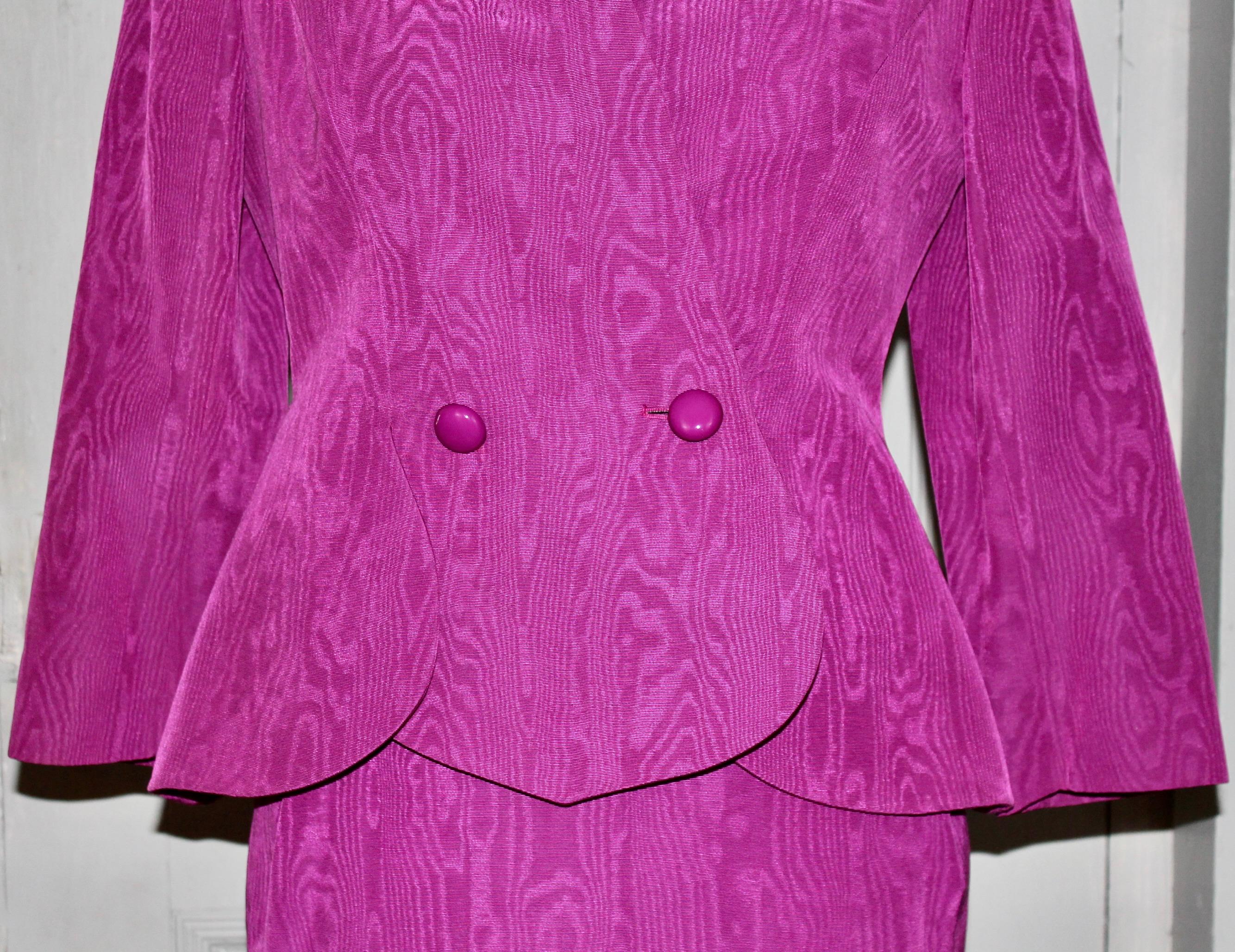 Lanvin, Paris Magenta Moire Suit For Sale 1