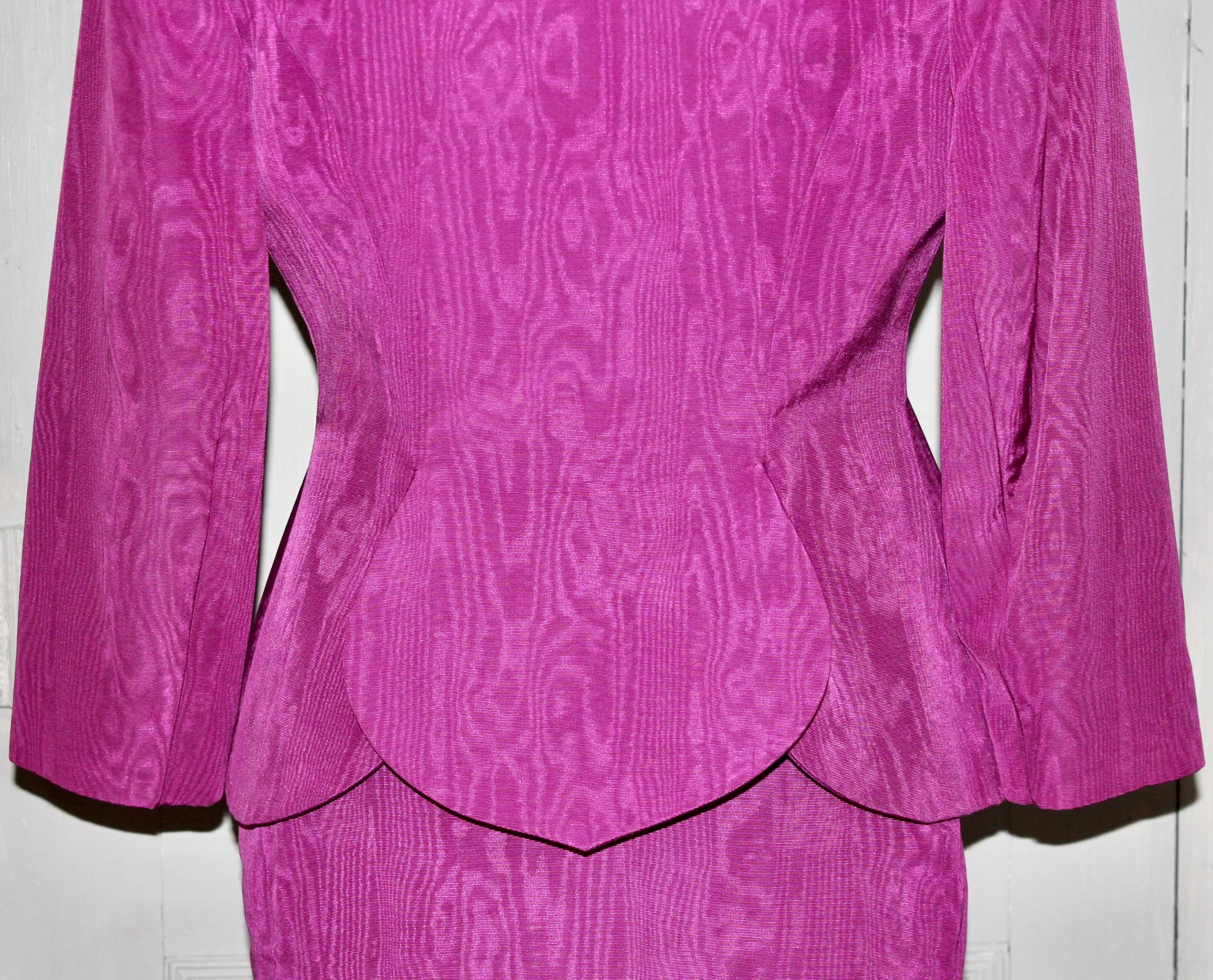 Lanvin, Paris Magenta Moire Suit For Sale 2