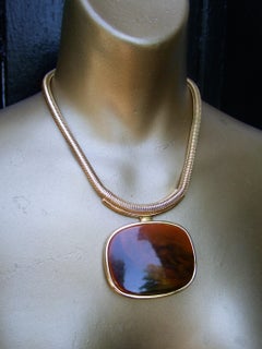 Lanvin Paris Mod 1970s Interchangeable Resin Pendant Choker Necklace