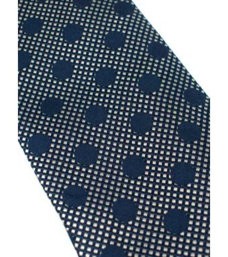 Lanvin Paris Navy Spotted Silk Tie In Excellent Condition For Sale In London, GB