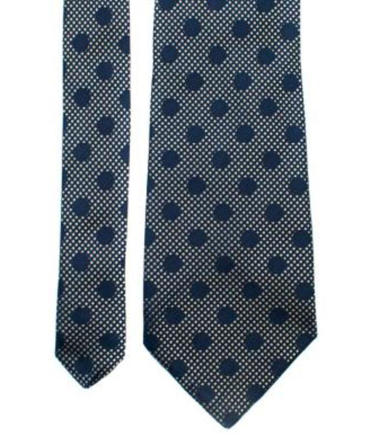 Men's Lanvin Paris Navy Spotted Silk Tie For Sale