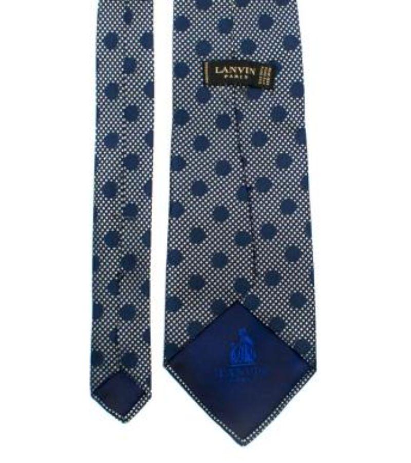 Lanvin Paris Navy Spotted Silk Tie For Sale 1
