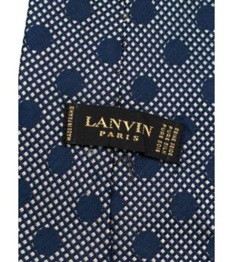 Lanvin Paris Navy Spotted Silk Tie For Sale 2