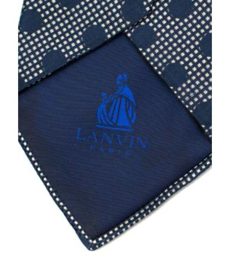 Lanvin Paris Navy Spotted Silk Tie For Sale 3