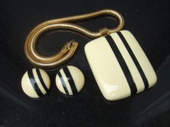 LANVIN Paris Rare Mod Large Scale Resin Pendant Necklace & Earrings c 1970s