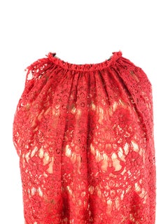 Lanvin Paris Red Lace Top, Size 38