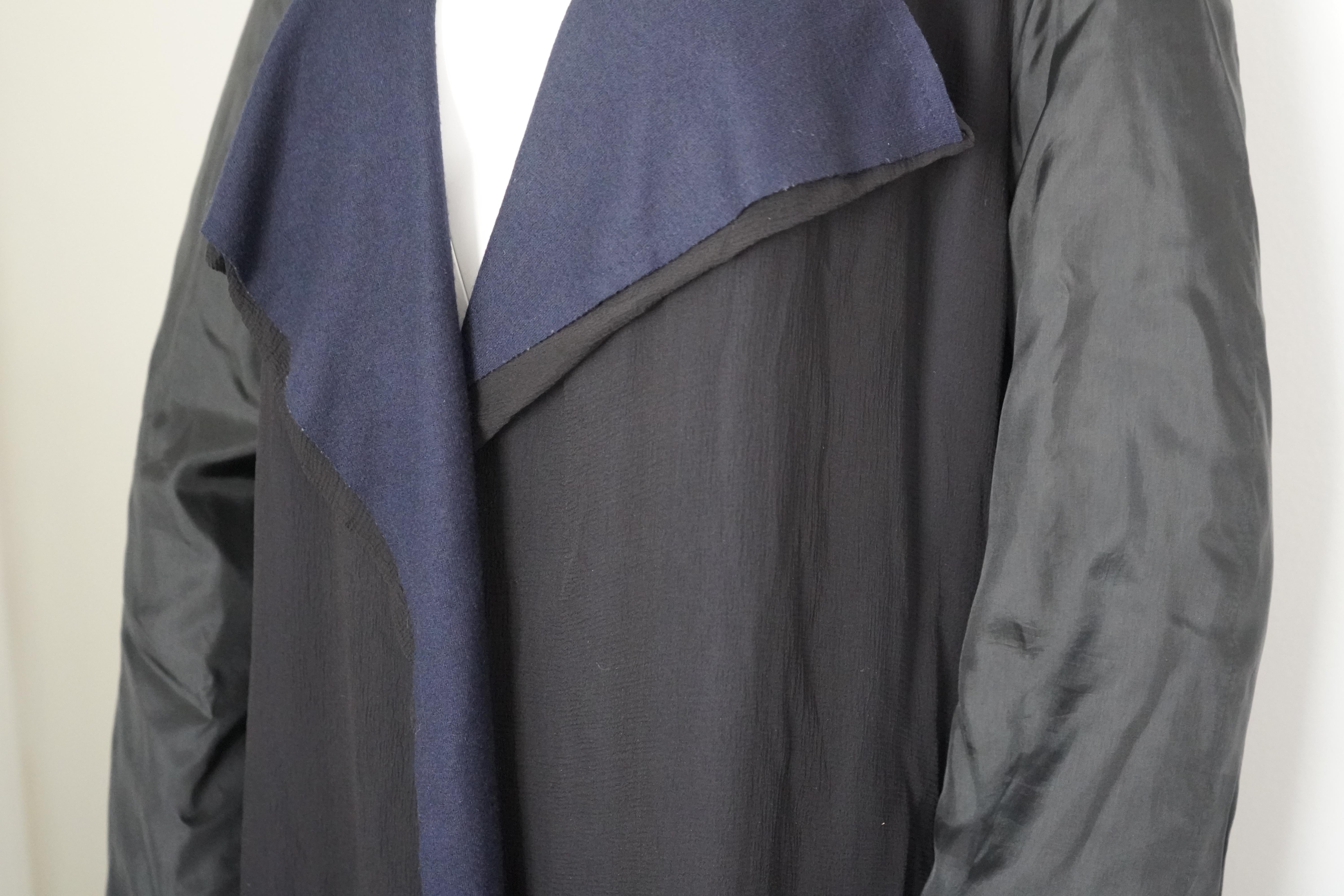 Lanvin Paris Silk Duster Coat Black & Navy  For Sale 1