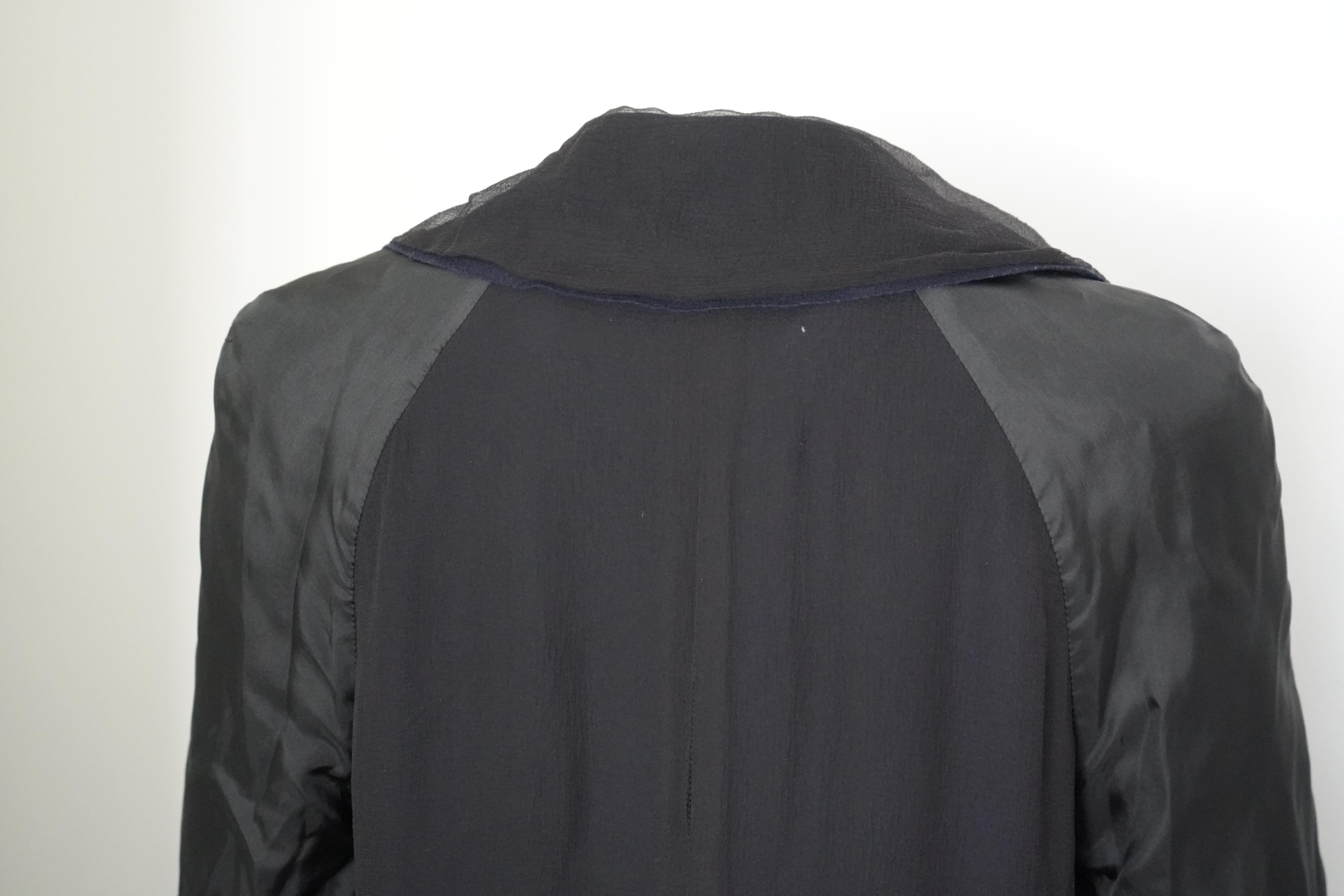 Lanvin Paris Silk Duster Coat Black & Navy  For Sale 2