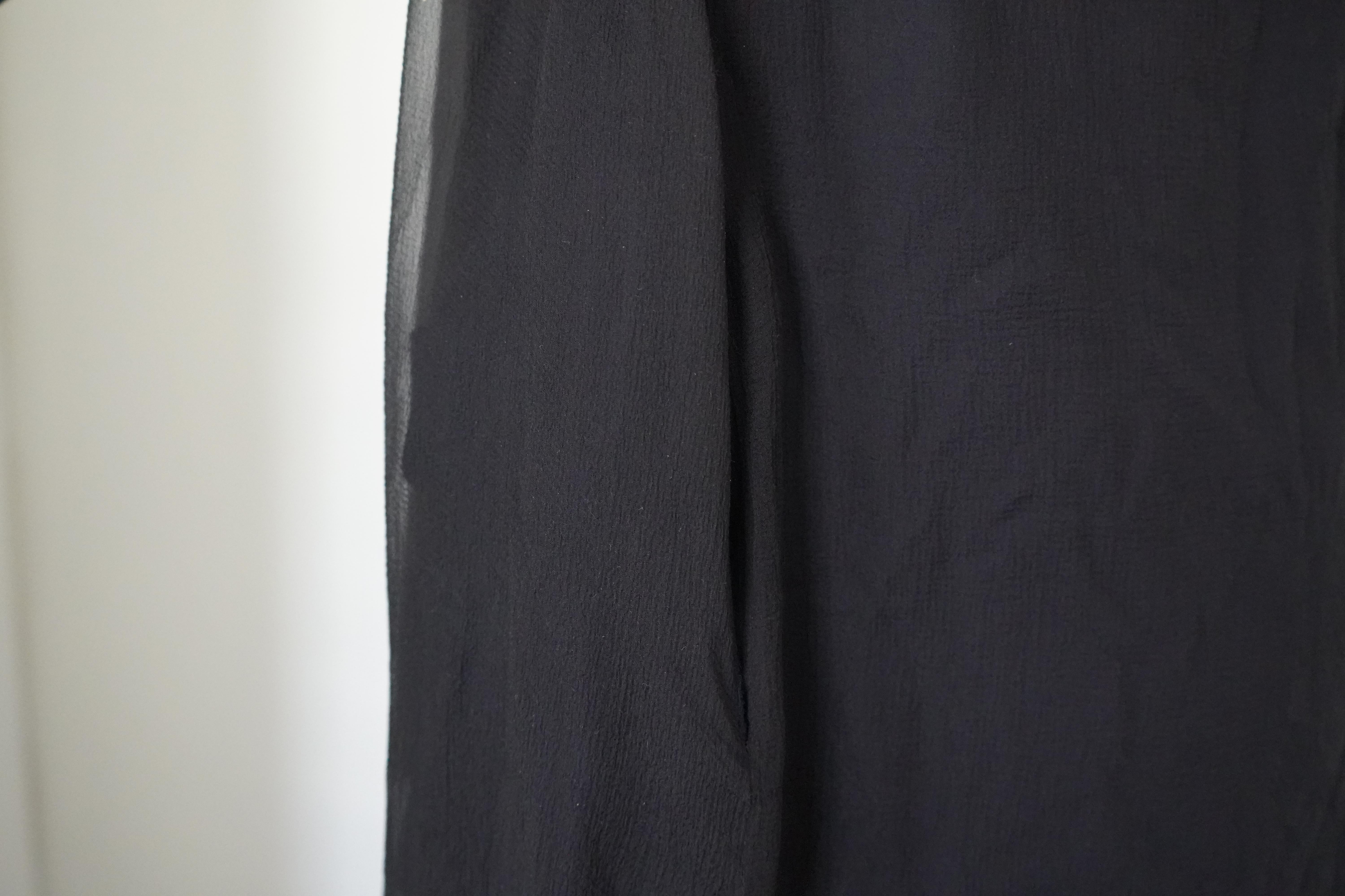 Lanvin Paris Silk Duster Coat Black & Navy  For Sale 4