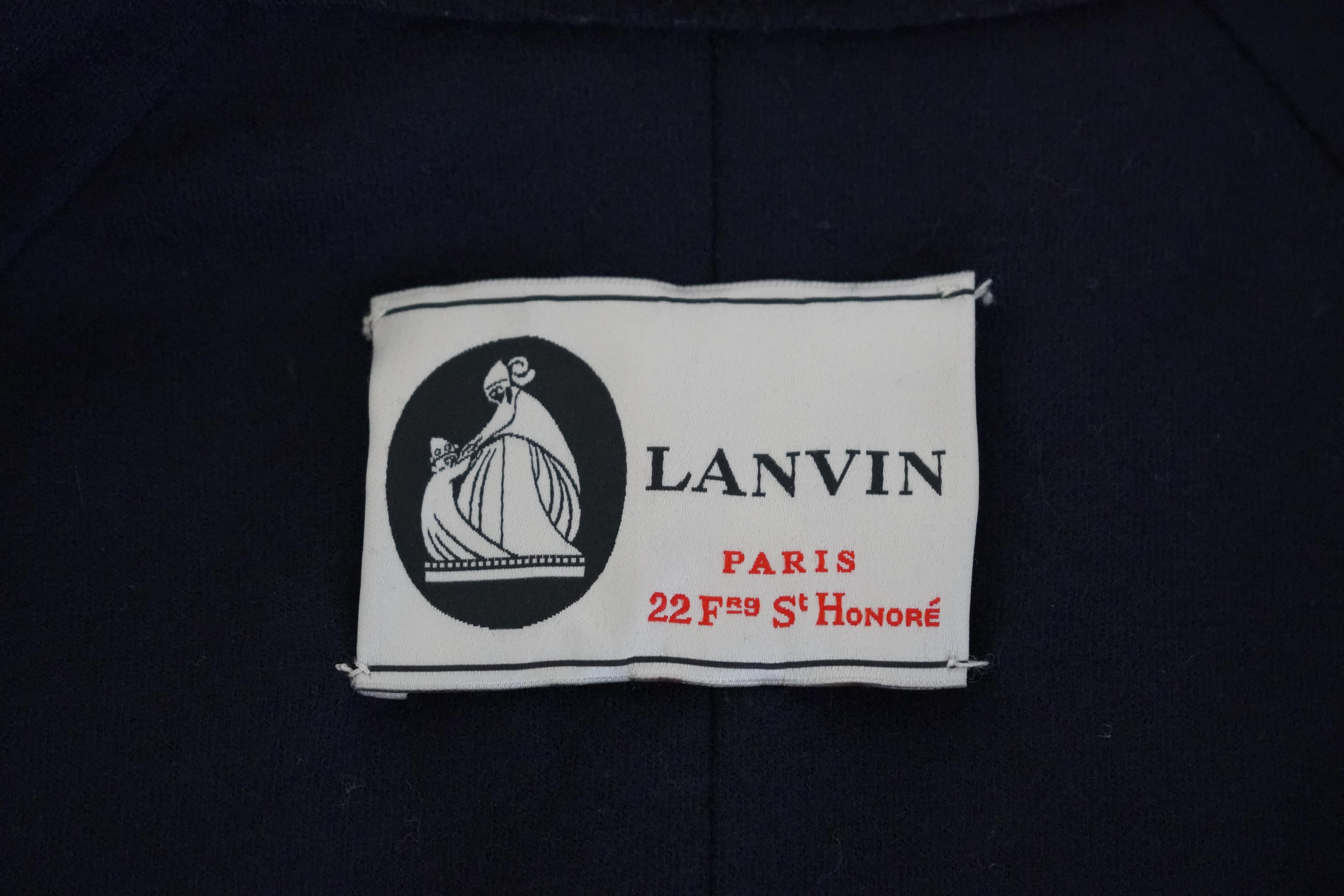 Lanvin Paris Seiden-Staubmantel in Schwarz & Marineblau  im Angebot 5