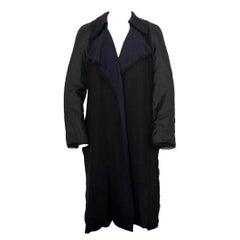 Used Lanvin Paris Silk Duster Coat Black & Navy 