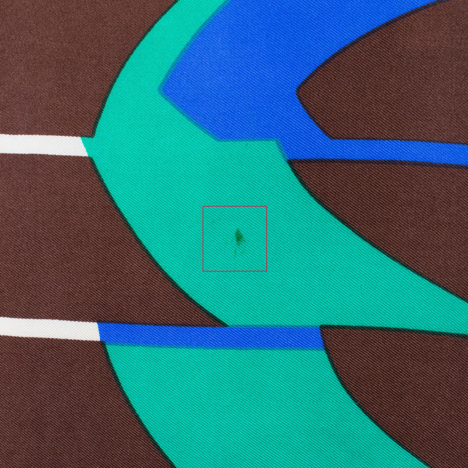 Lanvin Paris Silk Scarf Geometric Print in Cocoa Brown and Green, c1970 For Sale 3