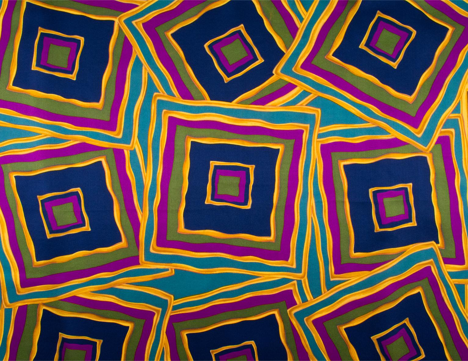 Lanvin Paris Silk Scarf Multicolor Geometric Print For Sale 2