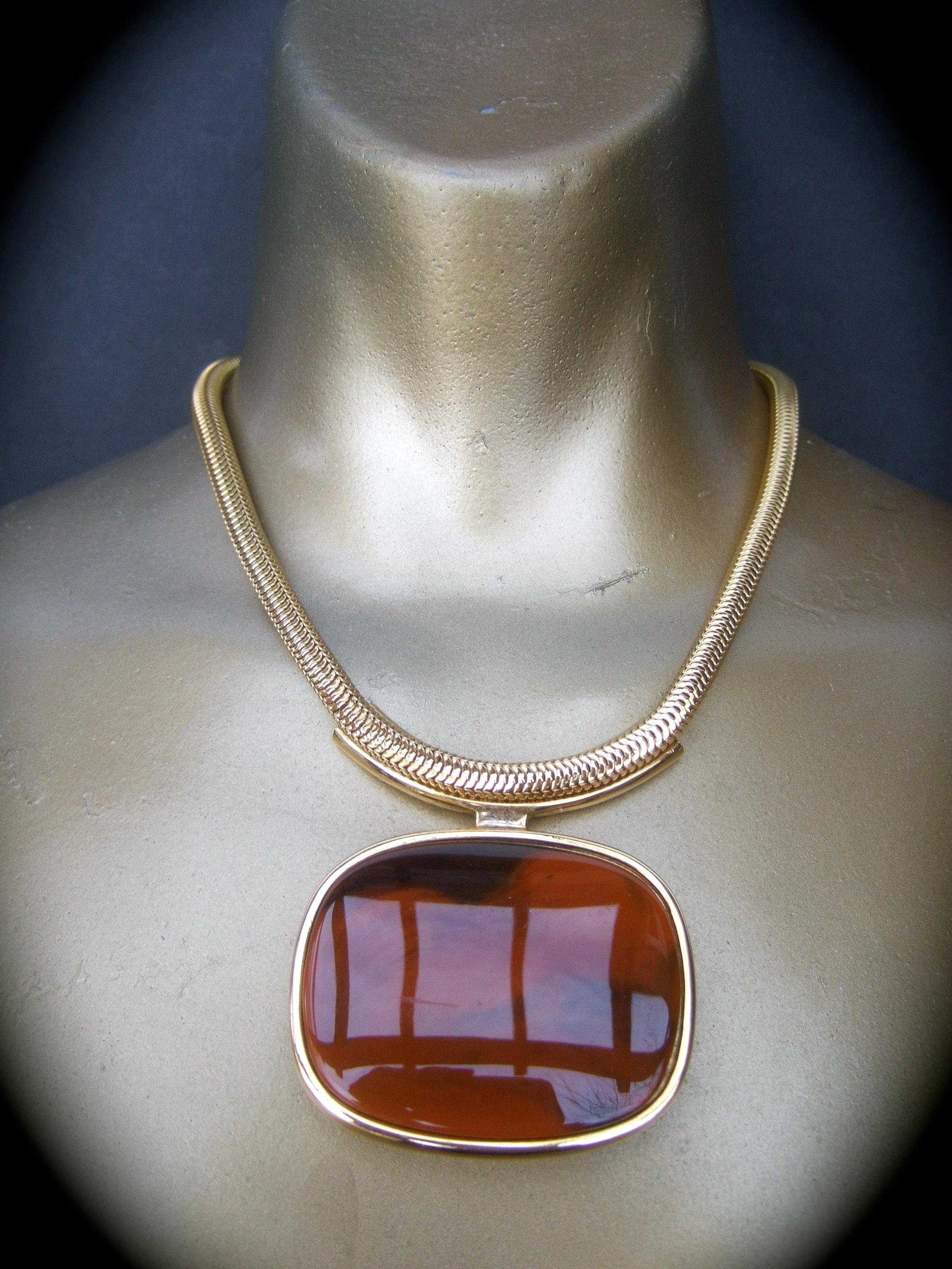 Lanvin Paris Sleek Resin Interchangeable Pendant Choker Necklace in Box  1970s 3