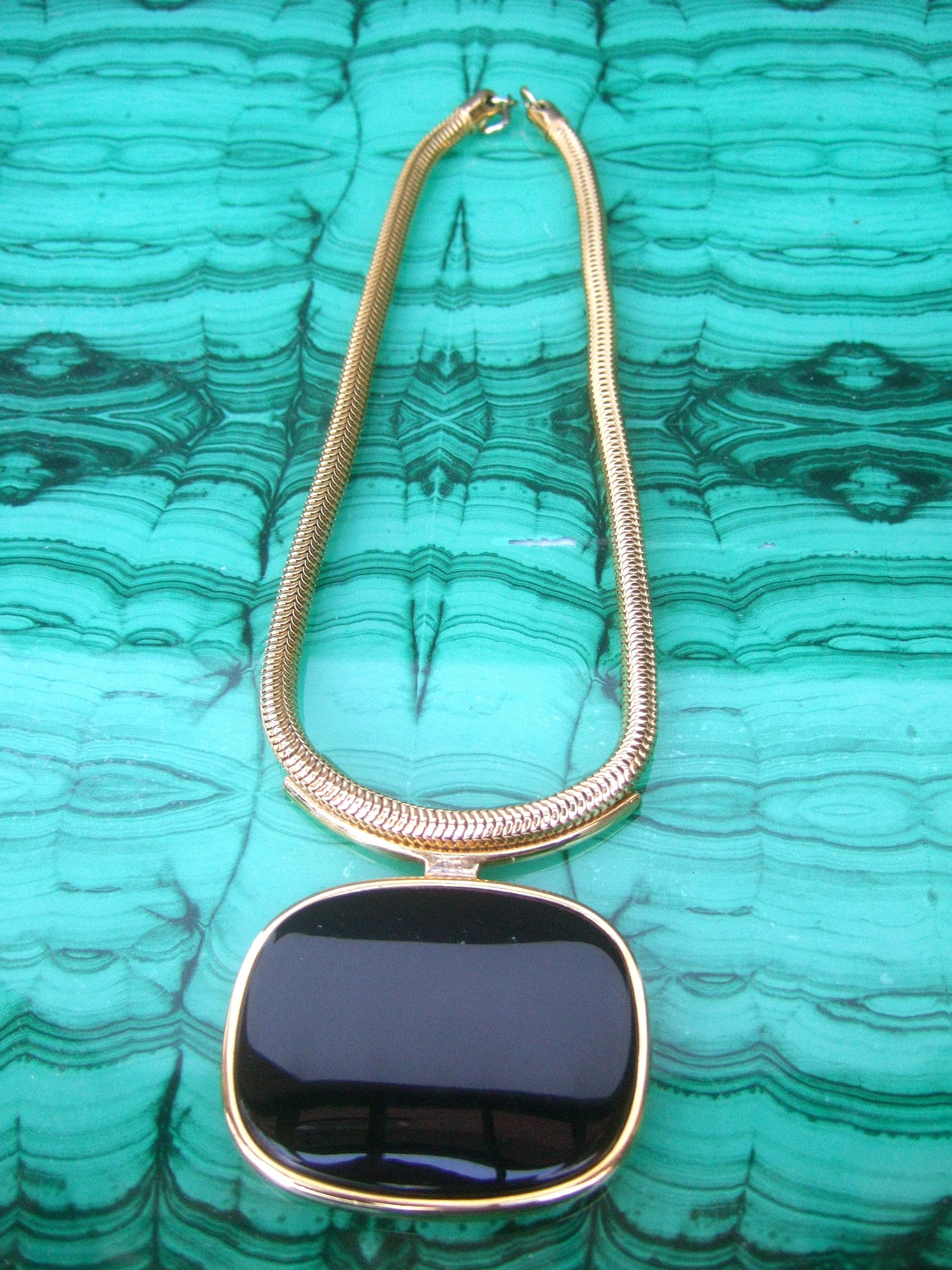 Lanvin Paris Sleek Resin Interchangeable Pendant Choker Necklace in Box  1970s 5