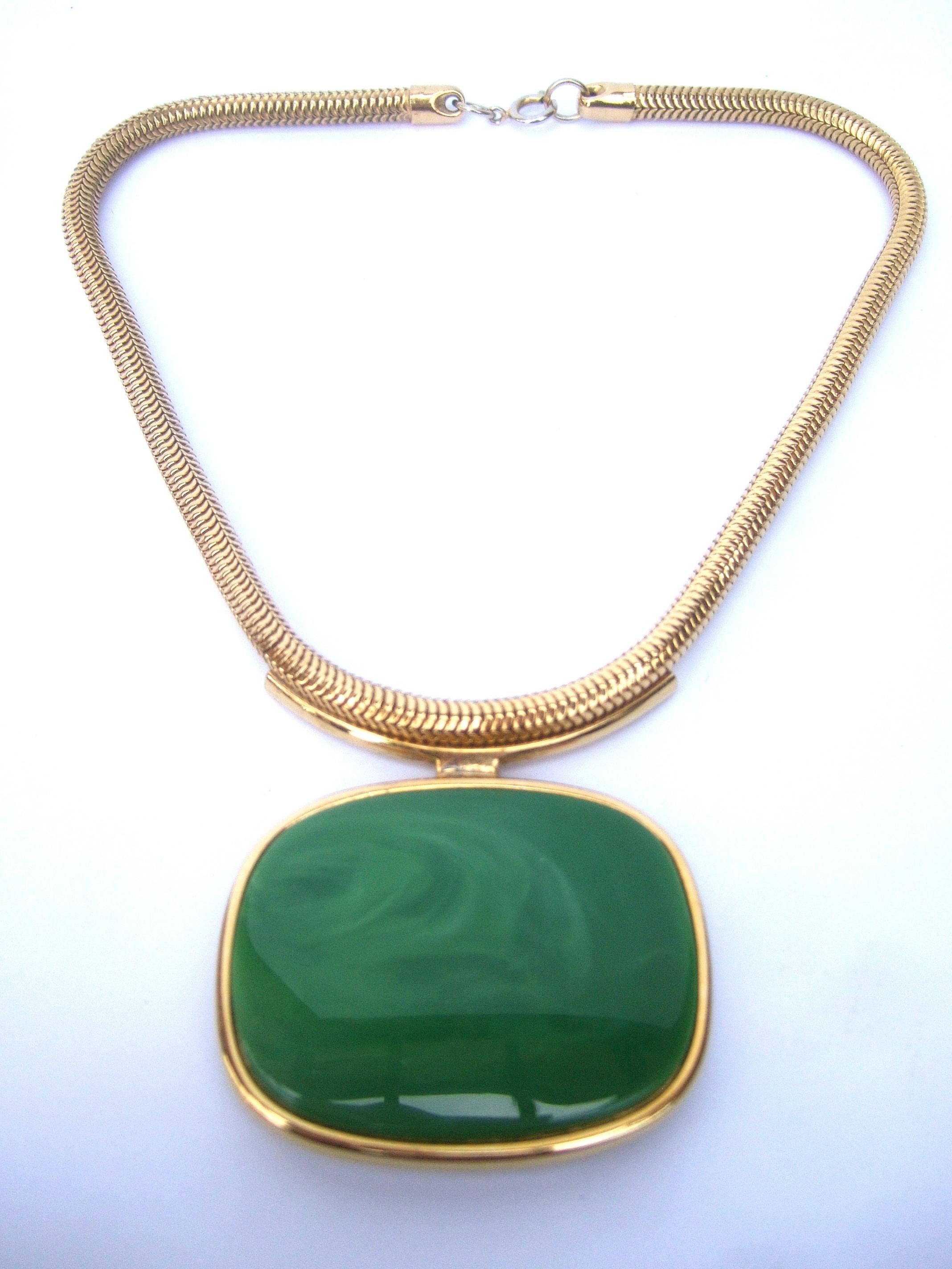 Lanvin Paris Sleek Resin Interchangeable Pendant Choker Necklace in Box  1970s 12
